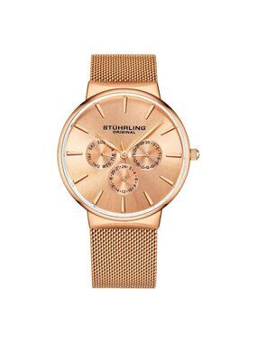 NWT Stuhrling Original Monaco Quartz Rose Gold Dial Men's Watch